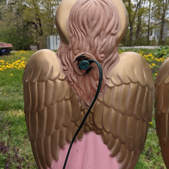 Vintage TPI Blow Mold Angels Choir With Horn/Trumpet pink dress WORKING Lights - Picture 10 of 15